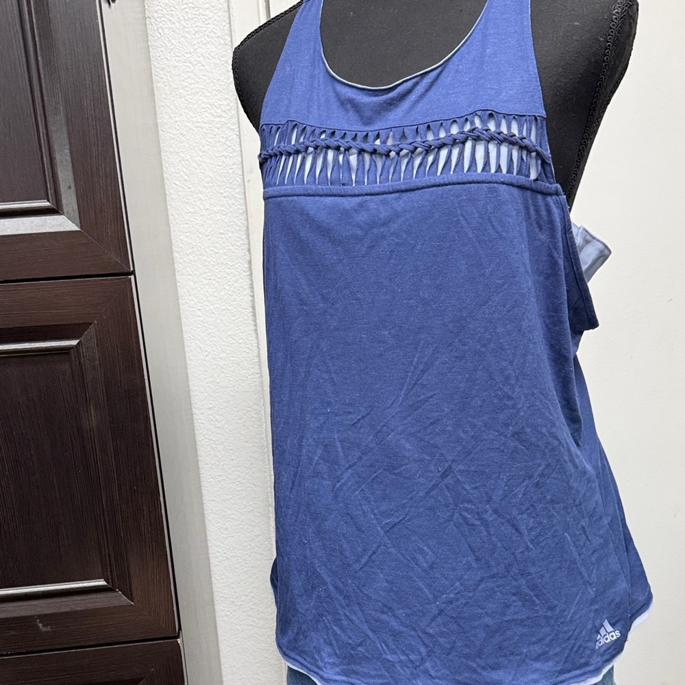 Adidas Women’s Blue Cutout Tank Top - Athletic Style